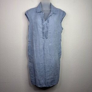 VBN Moda Dress Womens XXXL Blue Linen Made in Italy Lagenlook Coastal Minimalist